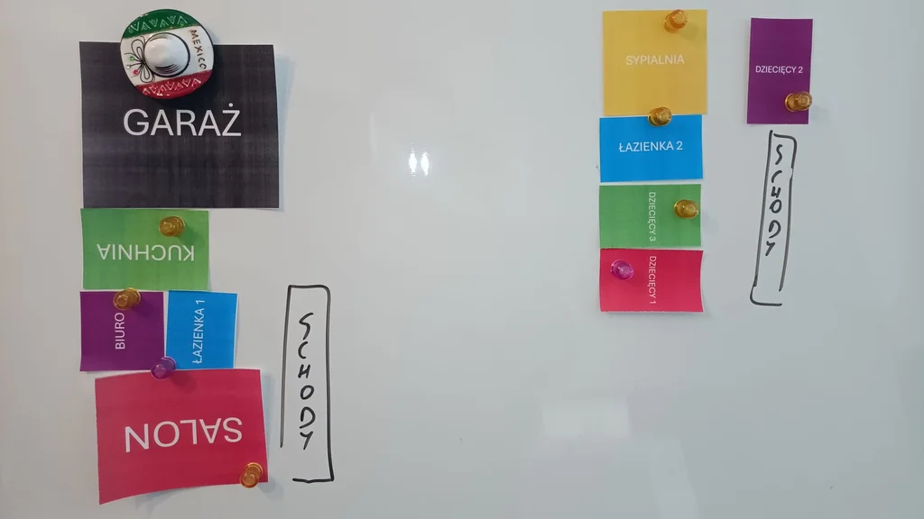 Przykładowy układ pomieszczeń na podstawie wyciętych wzorników