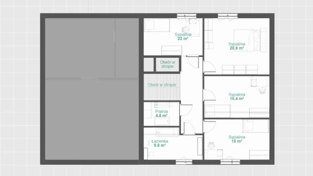Przykładowy układ pomieszczeń na rysunku w programie