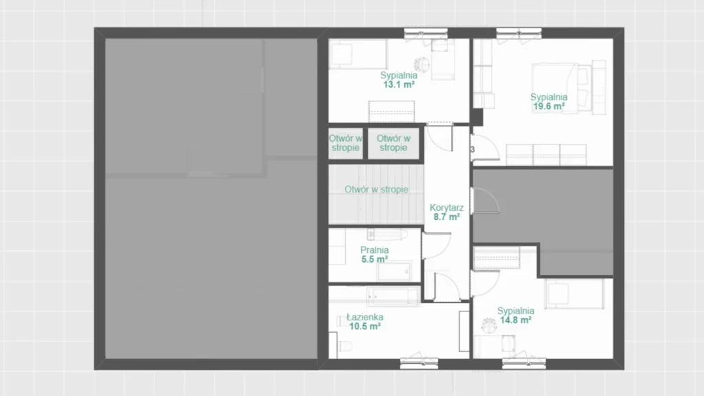 Przykładowy układ pomieszczeń na rysunku w programie